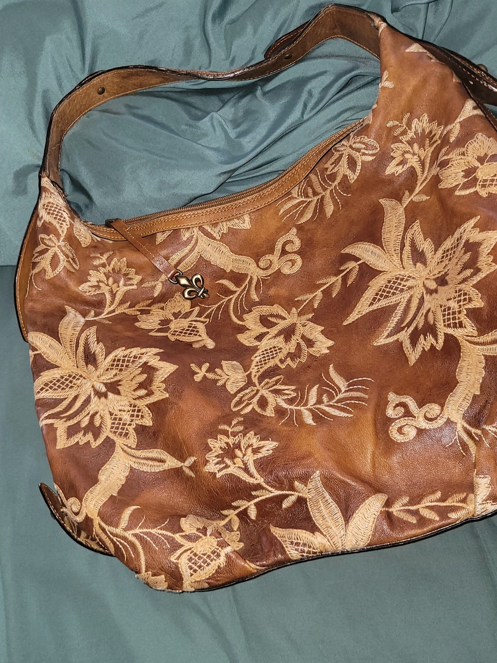 VINTAGE DONALD J PLINER COUTURE Embroidered Leather Hobo Bag